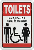 Metal Tin Sign Toilets Door Business Retail Shop Notice Sign Indoor & Outdoor Use Safety Warning Sign 12""X8"", Acrylic2