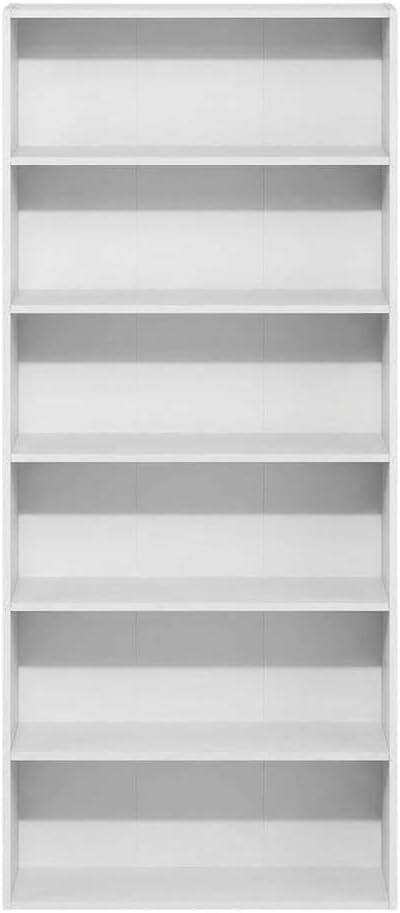 Furnifact White Bookcase with Sturdy Wood Construction, Traditional Design, Modern Storage Solution for Home or Office