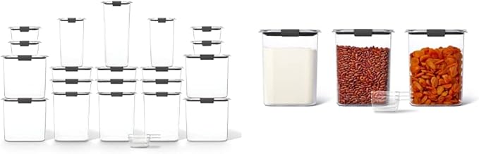 Rubbermaid Brilliance BPA Free Food Storage Containers with Lids, Airtight, for Kitchen and Pantry Organization, Set of 23 w/ Scoops