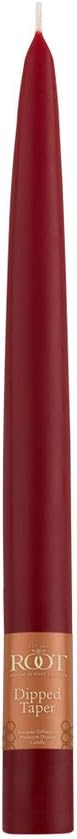 Root Candles Unscented Dinner Candles Premium Beeswax Blend Boxed Candle Set, 9-Inch, Garnet, 12-Count