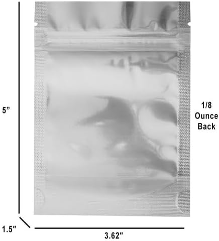 Oil Slick 1000 PCS Mylar Bags - Reusable Zipper Mylar Bags With Oxygen Absorbers Use For Small Businesses, Jewelry, Candy And Food Storage (3.6”x5” Black w/window)