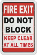 Metal Sign Fire Exit Keep Clear At All Times Do Not Block Safety Warning Indoor & Outdoor Use Safety Warning Sign 12""X8"", Acrylic9