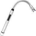 Candle Lighters USB Rechargeable Arc Electric Lighter with 360° Flexible Neck for Candle BBQ Camping (Silver)