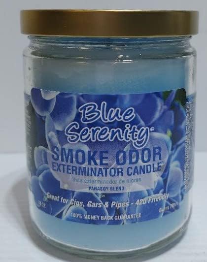 Smoke Odor Exterminator 13 oz Jar Candles Assortment Two Fragrances Bundle Blue Serenity/Blueberry Dreamz.