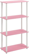 Furnifact Pink White Bookcase with Elegant Wooden Design, Sturdy Construction, Versatile Storage Solution, Ideal for Living Room or Home Office