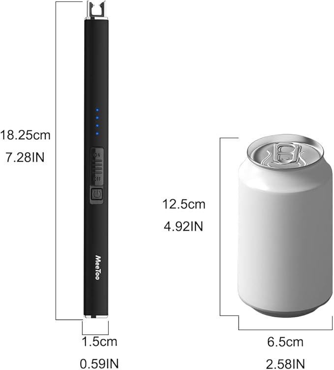 MeeToo Electric Candle Lighter Rechargeable Type-C - Gifts for Wife Men Women Nana, USB Plasma Arc Windproof Lighters for Candle Christmas Camping Kitchen Black