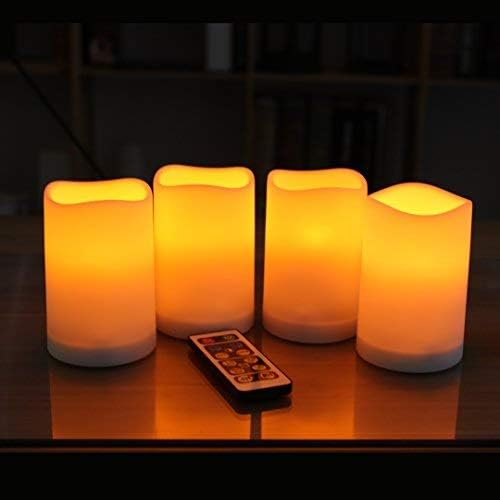 WRalwaysLX 4 Pack LED flameless Candles, Remote Control Candles Decorative Outdoor and Indoor, （2.6" D X4 H ） Plastic Flickering with Timer by 3AAA Batteries(not includ)