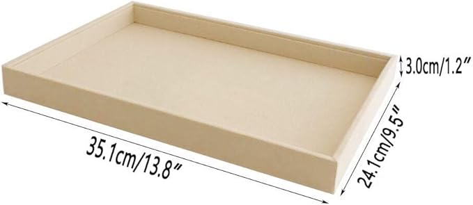 Large Beige Premium Quality Velvet Jewelry Display Box Tray Stackable Practical Trade Show Home Store Open Tray