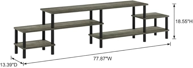Grey Wood TV Stand for up to 80 Inch Flat Screen, Spacious Storage, Open Shelves, Durable Construction, Modern Design, Living Room