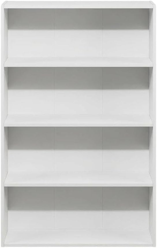 Furnifact White Bookcase with Modern Design, Sturdy Wooden Construction, Elegant Storage Solution, Ideal for Home or Office Organization