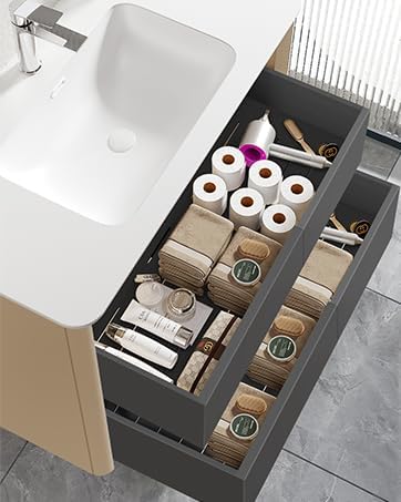 2Pack Expandable Pull Out Cabinet Organizer 21" Deep - Sliding Drawer Organizer Roll Out Shelves Adhesive - Adjustable Width 15.2"-26.2" W (Black)