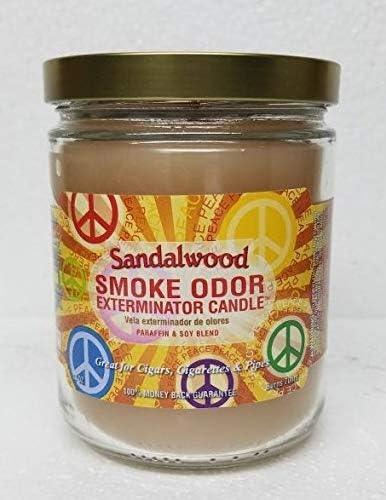 Smoke Odor Exterminator 13oz Jar Candle, Sandalwood Three Pack.