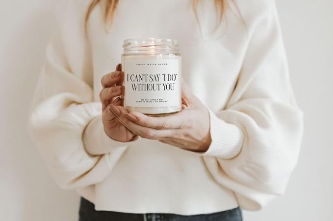 Sweet Water Decor I Can't Say I Do Without You Candle, Engagement Gift for Bride-to-Be Bridal Shower, 9oz Soy Candle with Gold Lid, Non-Toxic, Sea Salt Citrus Musk Amber Scent, Future Mrs. Decorations
