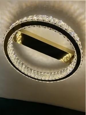 Modern Chandelier, LED Ceiling Hanging Lamps Modern Crystal Gold Round Living Dining Table Room Bedroom Kitchen Home Decor Pendant Chandelier Light(D30CM,Chrome)