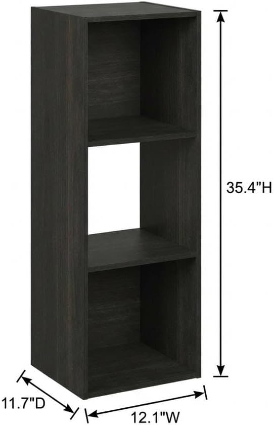 Furnifact Espresso Bookcase with Wood Construction, Tall Storage, Modern Design, Compact Size, Ideal for Home or Office Organization