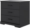 Furnifact Black Nightstand Bedside Table with 3 Drawers, Laminate Finish, Rectangular Shape, Farmhouse Style, Durable Construction for Bedroom Addition