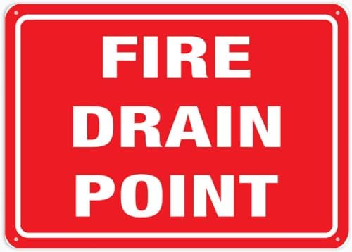 Fire Drain Point For Business 8""X12"" Rust Free Aluminum Uv Printed,4 Pre-Drilled Holes.Durable/Weatherproof