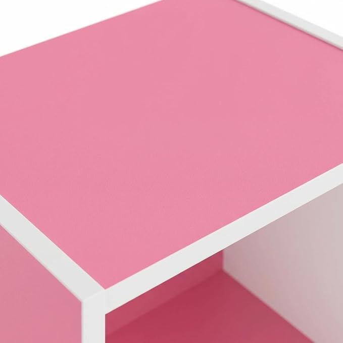 Furnifact Pink White Bookcase with Wooden Construction, Modern Design, Durable Material, Stylish Storage Solution for Home Office or Living Room