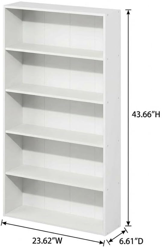 Furnifact White Bookcase with Modern Design, Durable Wooden Construction, Easy Assembly, Suitable for Living Room or Office Storage