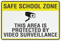 Metal Wall Art Decor Safe School Zone This Area Is Protected By Video Surveillance Aluminum Sign Indoor & Outdoor Use Safety Warning Sign 12"X8"