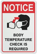 Notice Body Temperature Check Is Required Red Sign Outdoor Metal Sign - 12 X 8 Metal Signs For Business, Workplace, Office, Home, Delivery Signs, Road Signs, Garden Signs