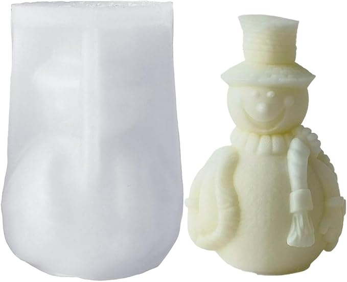 Snowman Silicone Molds, Snowmen with Scarf Candle Mold for Soap Soy Wax DIY Handcraft, Yeti Resin Molds Gift Wedding Party Home Dinner Festive Days Car Decoration