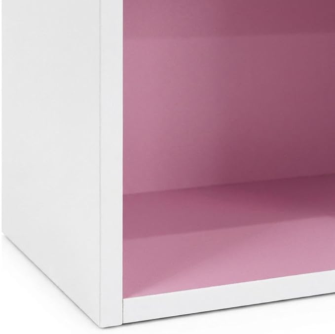 Furnifact White Pink 3-Tier Open Shelf Bookcase, Modern Design, Durable Construction, Space-Saving Storage, Suitable for Living Room or Office Display
