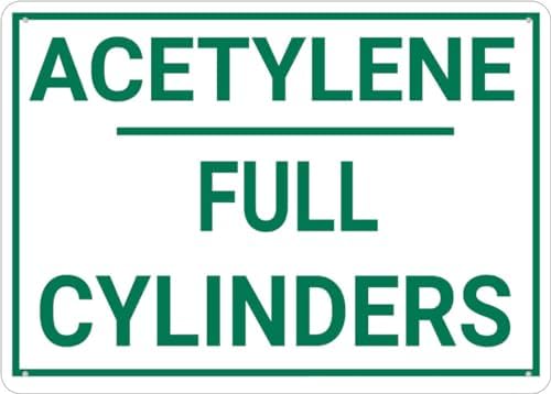 Acetylene Full Cylinders Sign 12”X8” Metal Signs Aluminum Sign Pre-Drilled Holes For Easy Mounting Indoor Or Outdoor Use For Fence Door Or Gate