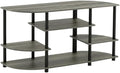 Furnifact French Oak Grey/Black Corner TV Stand with Simple Design, Durable Composite Wood and Plastic Tubes, Modern Storage Solution for Living Room