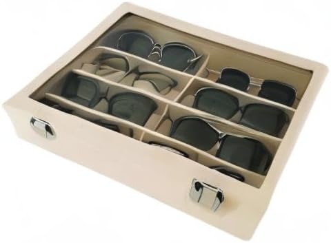 Large Beige Premium Quality Velvet Jewelry Display Box Tray Stackable Practical Trade Show Home Store Eyewear Tray with Glass Lid