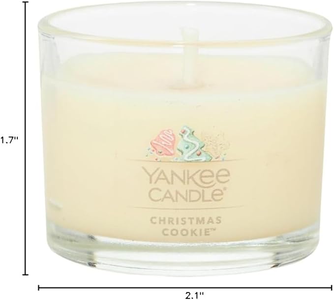 Yankee Candle Signature Votive Mini Candle Jar, Christmas Cookie Scent, Natural Soy Wax Blend Candle with Natural Fiber Wick, 1.3 OZ Glass Jar (Pack of 6)