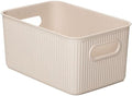 Superio Ribbed Collection - Eco-Friendly Decorative Plastic Basket Open Home Storage Bins Organizer, Medium (1 Pack) Container Boxes for Organizing Closet Storage Bins for Shelves 5 Liter