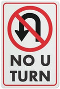 No U Turn Sign 8"X12" Rust Free Aluminum Signs Outdoor, Metal Tin Sign For Home, Business, Yard
