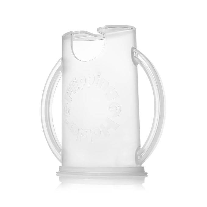 Flipping Holder Squeeze Proof Food Pouch Holder for Toddlers, Babies, Kids, Mess Free No Squeeze Juice Box Drink and Applesauce Snack Holder with Easy Grip Handles and Lid