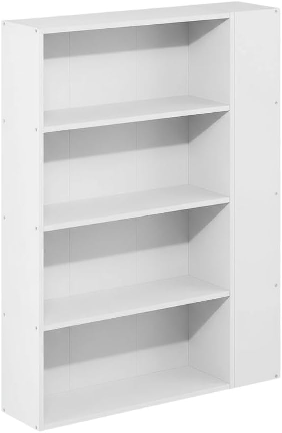 Furnifact White Bookcase with Modern Design, Sturdy Wooden Construction, Elegant Storage Solution, Ideal for Home or Office Organization
