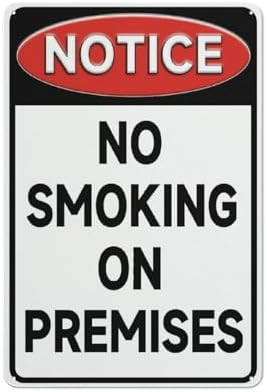 Metal Sign Notice No Smoking On Premises Metal Sign 12""X8"" Aluminum Warning Signs For Property Business Yard House Office, Matel1