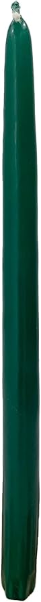 D'light Online Elegant 10" Unscented Dark Green Taper Candles, Premium Quality Hand-Dipped Tapered Candles, Dripless and Smokeless - Set of 12 Individually Wrapped (10 Inch, Dark Green)