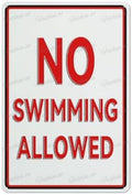 No Swimming Allowed 12"X8" Aluminum Warning Signs For Property Business Yard House Office