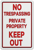 Metal Sign No Trespassing Private Property Keep Out Aluminum Metal Sign Aluminum Metal Warning Sign Uvresistance Waterproof Easy To Install For House And Business 12""X8"", Matel10