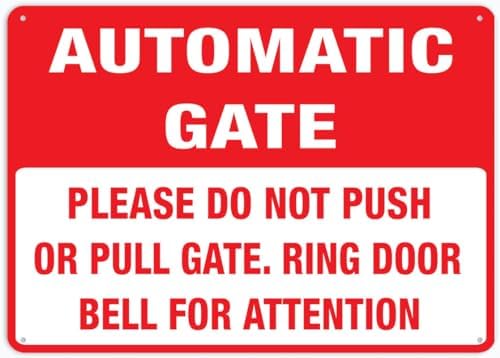 Automatic Gate Ring Door Bell For Attention Warning Tin Sign Home Kitchen Farm Garden Garage Wall Decor 12X8Inch