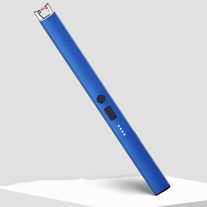 Electric Lighter, Pulse Ignition, Battery Level Display, Safety Switch, Type-C Charging, Suitable for Candles and Gas Stoves.(Blue)