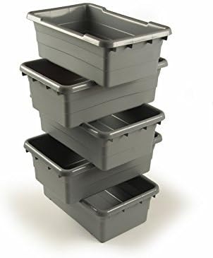 ULTRASOURCE Food Approved Bus Totes/Meat Lug (4 Totes and 4 Frosted Lids, Green)
