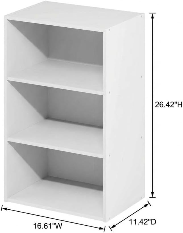 Furnifact White Bookcase, Wooden Shelving Unit for Living Room and Office, Sturdy Storage Solution, Modern Design, Durable Wood Material