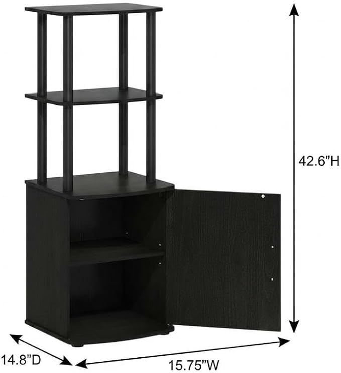 Furnifact Blackwood TV Stand, 2-Tier Tall Display Rack, Storage Cabinet, Modern Design, Durable Material, Living Room Entertainment