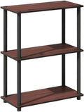 Furnifact Dark Cherry Black Bookcase with Wooden Shelves, Sturdy Construction, Elegant Finish for Home or Office Storage