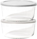 4-Piece Glass Food Storage Containers Set (2 Containers + 2 BPA-Free Lids) | 6.5-Cup, Leakproof | Microwave, Freezer, Oven & Dishwasher Safe | Ideal for Meal Prep & Pantry Organization, Grey
