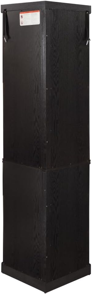 Corner Lighted Glass Curio Cabinet for Living Room Space Saving Vertical Tall Display Case with Light for Antique Wine Bar Glass Storage (Black)