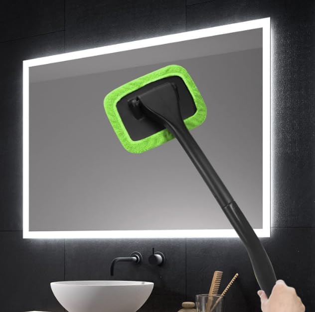 IBHOO Windshield Cleaning Tool, Microfiber Car Window Cleaner with 4 Reusable and Washable Microfiber Pads and Extendable Handle