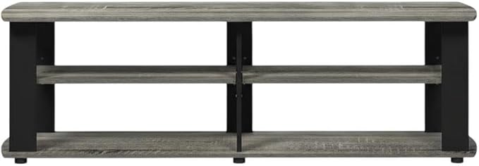 Furnifact French Oak/Black Nelly Entertainment Center TV Stand with Composite Wood Construction, Modern Design, Durable and Space-Saving for Living Room