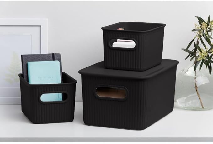 Superio Decorative Plastic Basket Open Home Storage Bins Organizer Baskets, Small, Brown (8 Pack) Container Boxes for Organizing Closet Storage Bins for Shelves Drawer Shelf, 1.5 Liter